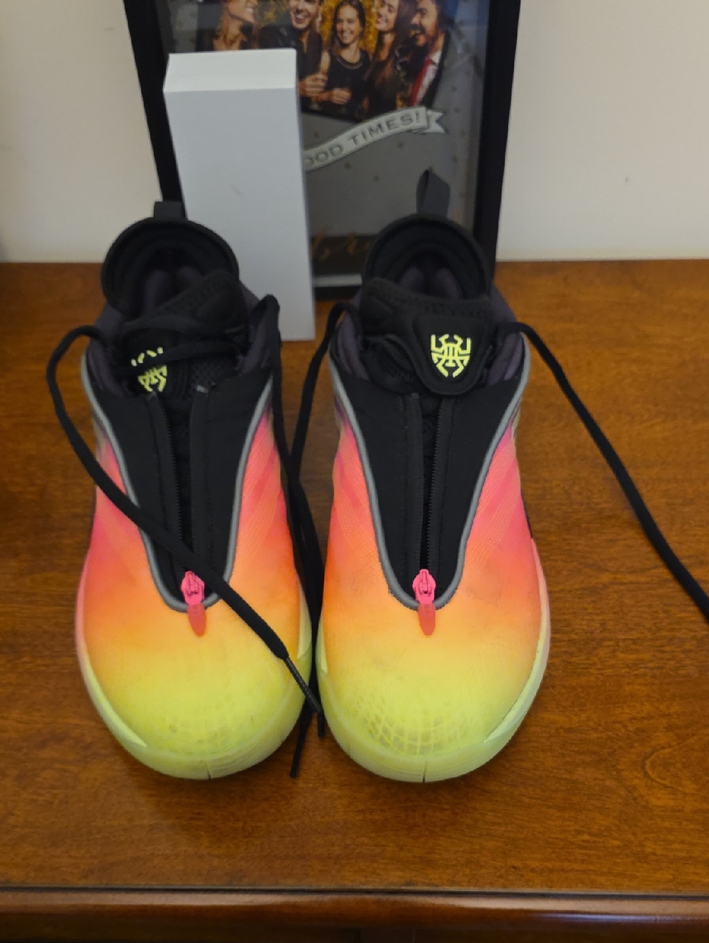 adidas Black Interior Label Sneaker with Yellow Accent